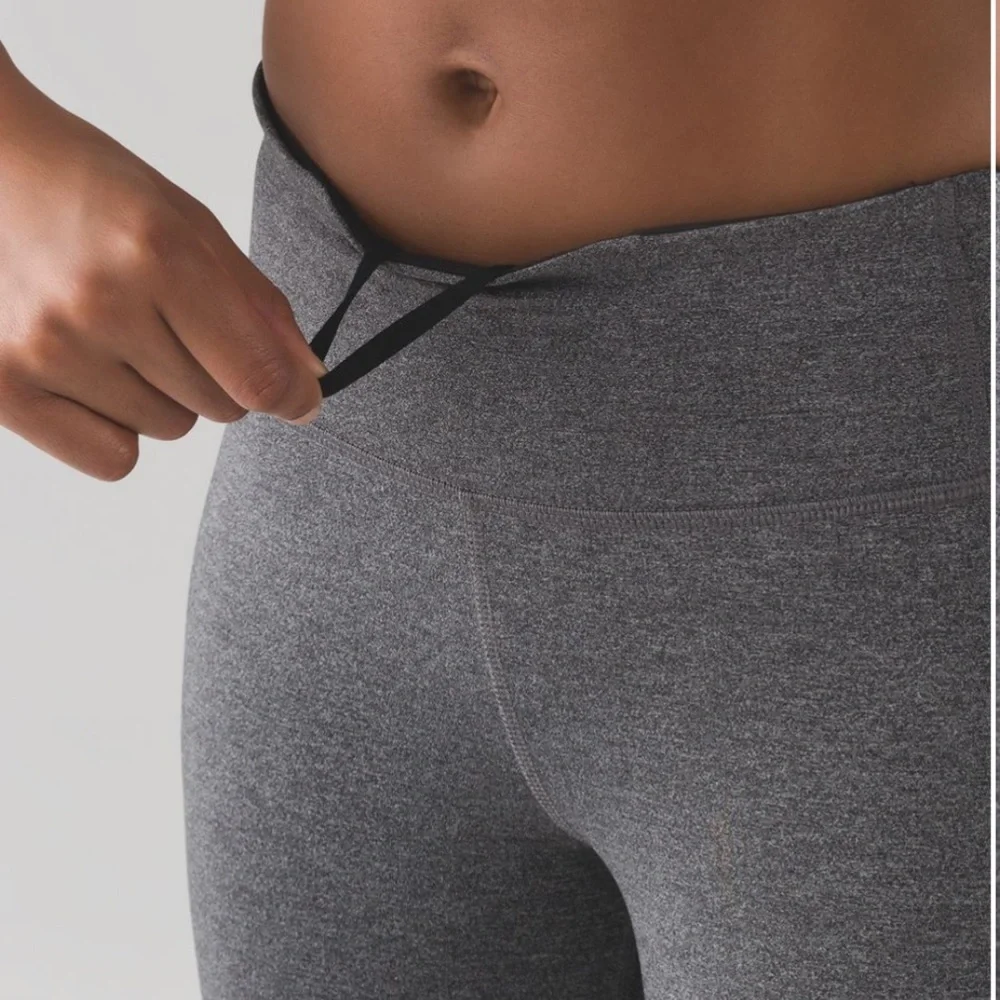 Lululemon Athletica Pace Rival Crop Heathered Black/ Gray Slate Leggings Size 2